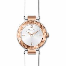 Kenneth Cole Women's Classics KC2674 White Satin Quartz Watch with White Dial