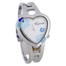 KIMIO Heart Shaped Case Analog Women's Bracelet Watch (Blue)