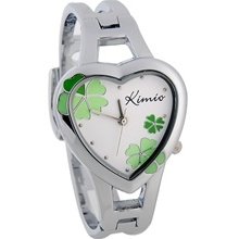 KIMIO Heart Shaped Case Analog Women's Bracelet Watch (Green)