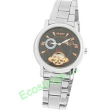 Knob Wind Metal Band Man's Mechanical Wrist Quartz Watch