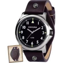 KUS-0079G Kahuna Mens Brown Leather Cuff Watch