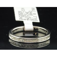 Ladies 14k White Gold Princess Cut Diamond Engagement Ring Wedding Band .25 Ct.