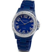 Ladies Blue Dial Band White CZ Stone Bracelet Watch ...