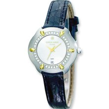 Ladies Charles Hubert 0.32ct Diamond/18K Crocodile White Dial Watch