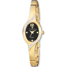 Ladies Charles Hubert Gold-plated Blk Dial Swar Bezel 18mm