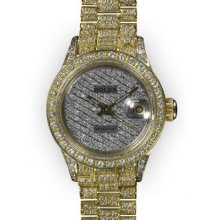 Ladies Full Pave White Gold Pave Diamond Dial Rolex Super President