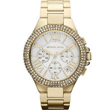 Ladiesâ€™ Gold-Tone Watch with Crystal Accents