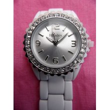 Ladies Nurses Henley Diamante Watch Silver Face White Enamell Gift H014