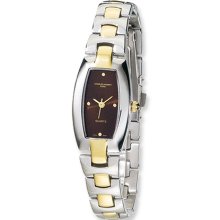 Ladies Two-Tone, Brown Sunray Dial Watch by Charles Hubert