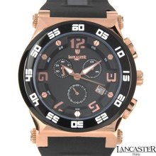 Lancaster Ola0347g/rg/nr/nr Chronograph Men's Watch Two Tone/black