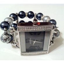Large face black & silver watch