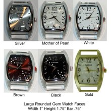 Large Rounded Watch Face w/Gems for Interchangeable Watch Bracelet