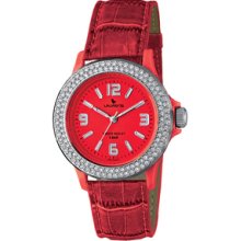 Laurens Italian Design Women's Red Leather Crystal