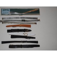 Lot of 10 Vintage various watch straps ideal for steampunk/jewellery making