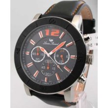 Lucien Piccard Chrono Men's Leather Watch 26956bk