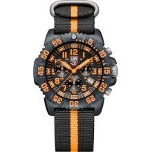 Luminox Mens Colormark Chronograph Stainless Watch - Two-tone Nylon Strap - Orange Dial - 3089.NATO