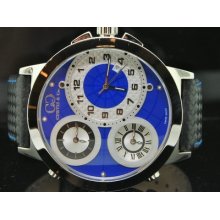 Men Curtis & Co Big Time World 3 Time Zone Blue Watch