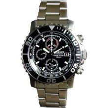 Men Seiko SNA225 Alarm Chronograph Submariner Diver Black