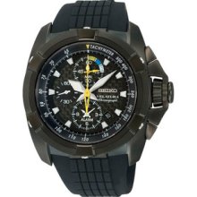 Men Seiko SNAE17 Velatura Velatura Alarm Chronograph Black Dial