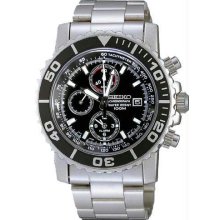 Men's Alarm Chronograph Submariner Diver Black Dial