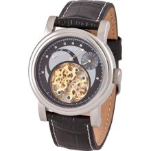 Mens Automatic 7 Diamonds Leather Band Wrist Watch Szntiagolsbd