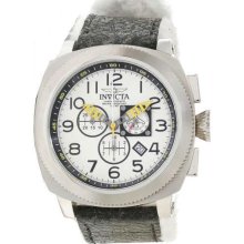 Men's Aviator Stainless Steel Case Cloth and Leather Bracelet White Tone Dial