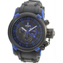 Men's Black Stainless Steel Russian DIver Swiss Quartz Rubber Strap Bl