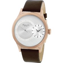 Men's Brown Kenneth Cole Saffiano Leather Strap Watch KC1894 ...