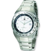 Mens Charles Hubert Stainless Steel White Dial Watch