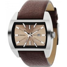 Men's diesel brown leather band watch dz1114