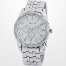 Men's Geneva Silver Round Bracelet Watch