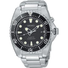 Men's Kinetic Stainless Steel Dive Watch Black Dial