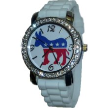 Mens / Ladies Democrat Party Symbol Obama Biden White Silicon Watch