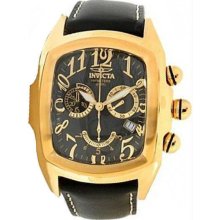 Men's Lupah Gold Tone Stainless Steel Case Black Tone Dial Chronograph Leather S