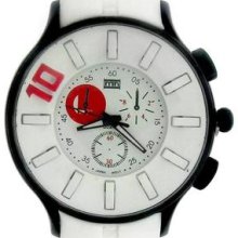 Men's Modern White Dial Chronograph Analog White Rubber Strap Fashion Watch