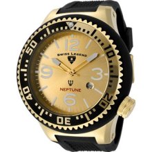 Men's Neptune Gold Dial Black Rubber ...