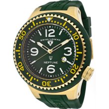 Men's Neptune Green Dial Green Bezel/Gold IP Case Green Silicone ...