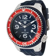 Men's Neptune Navy Blue Dial Red Bezel Navy Blue Silicone ...