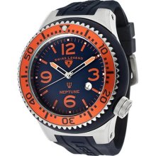 Men's Neptune Navy Blue Dial Orange Bezel Navy Blue Silicone ...