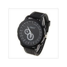 mens new SBAO black stainless steel quartz watch and black face rubber band
