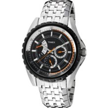 Men's Retrograde Black Textured Dial Stainless