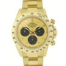 Men's Rolex Cosmograph Daytona Watch 116528 18k Gold Case & Gold Dial