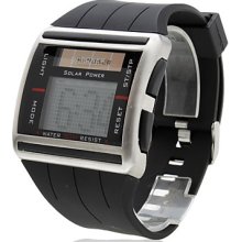 Men's Scrollable Rubber Digital Mechanical Wrist Watch (Black)