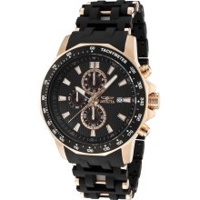 Men's Sea Spider Chronograph Black Polyurethane & 18K Rose Gold Plated SS