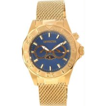 Men's Sea Wizard Gold Tone Stainless Steel Case and Mesh Bracelet Blue Tone Dial