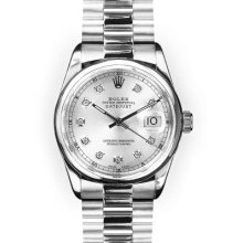 Men's Silver Dial Smooth Bezel Rolex Datejust President (911)