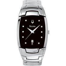 Men's Stainless Steel Black Dial Dress Watch