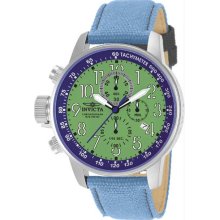 Men's Stainless Steel Case Quartz Specialty Green Dial Nylon and Leath