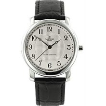 Men's Stainless Steel Case Sartego Toledo Dress Silver Dial Black Leat