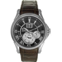 Men's Stainless Steel Kinetic Premier Perpetual Calendar Black Dial Strap